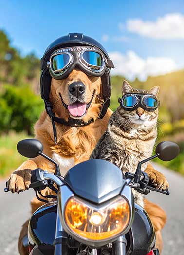 Dog Cat Motorcycle Anniversary Funny Anniversary  Cats   Happy Anniversary